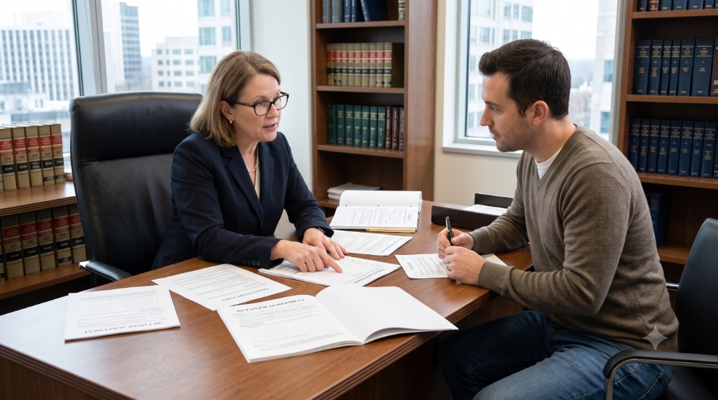 Attorney consulting a client